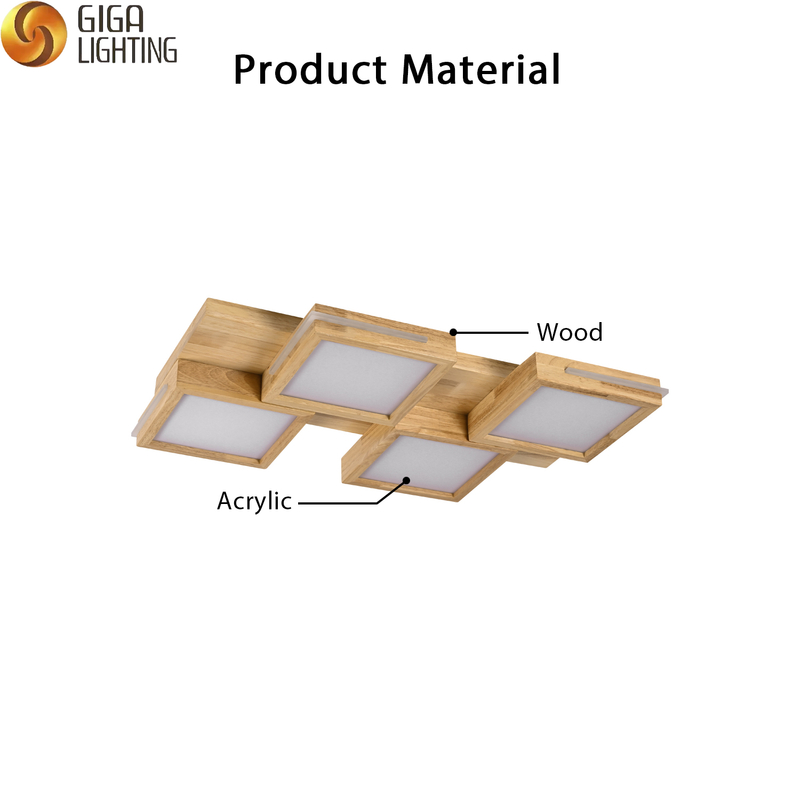 ضوء السقف الخشبي LED المربع المزخرف المعاصر