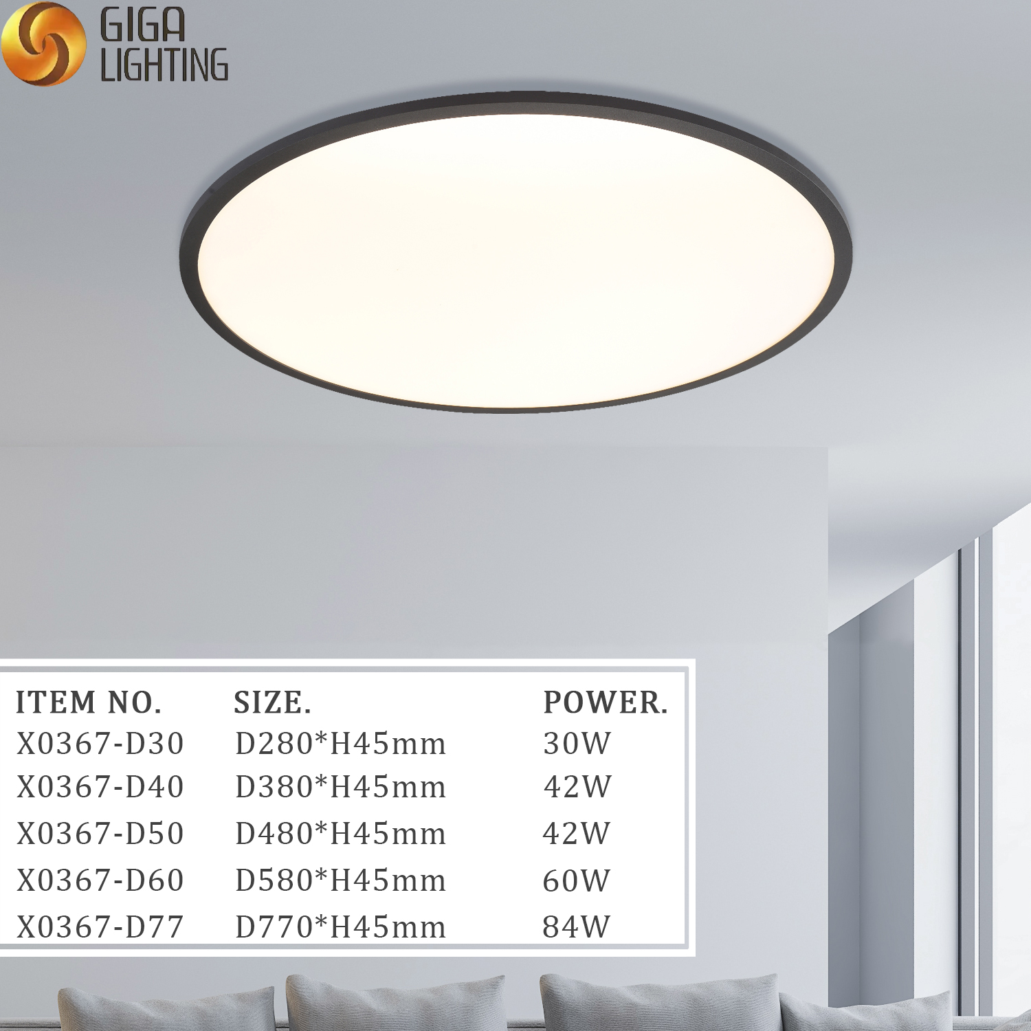 CB EMC 3CCT DIP Switch مصباح سقف LED بسيط رفيع للغاية وقابل للتعتيم